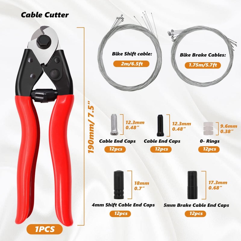 mankk 73PCS Universal Bike Brake Cable Kit and Housing Replacement Kit Stainless Steel Bike Cable Cutter Wire Cable Cutters with Cable End Caps and O-Rings for Mountain Road Bike Bicycle M-111 - Image 2